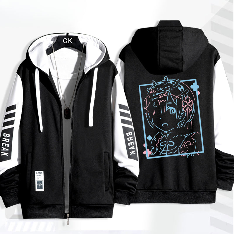 Unisex Anime Pattern Zipper Hoodie