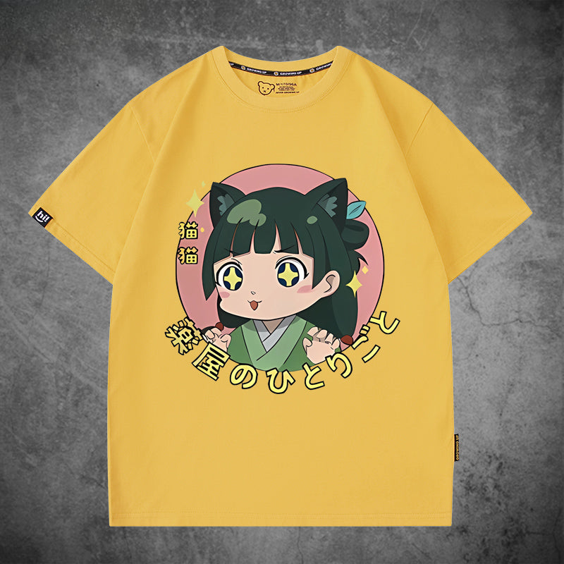 Girl's Anime Pattern Short Sleeve T-Shirt