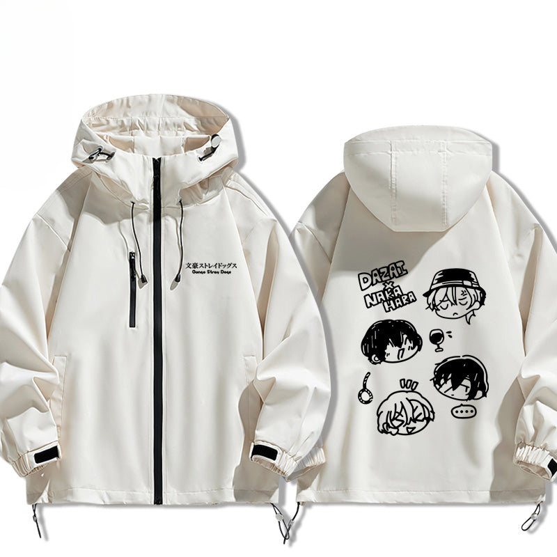 Casual Anime Graphic Print Zipper Hooded Jacket