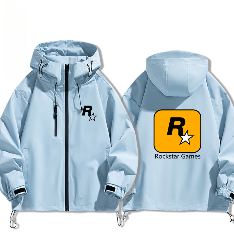 Game R Star Pattern Hooded Loose Jacket