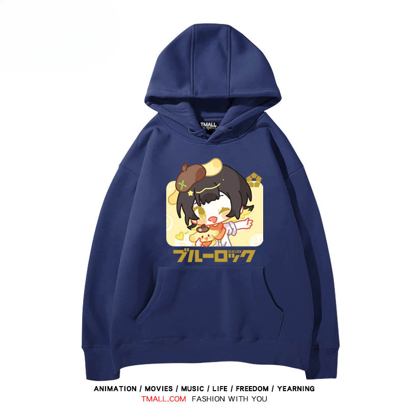 Cute Anime Printed Drawstring Hoodie