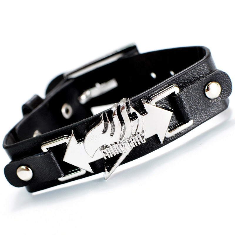 Punk Style Anime Logo Leather Bracelet