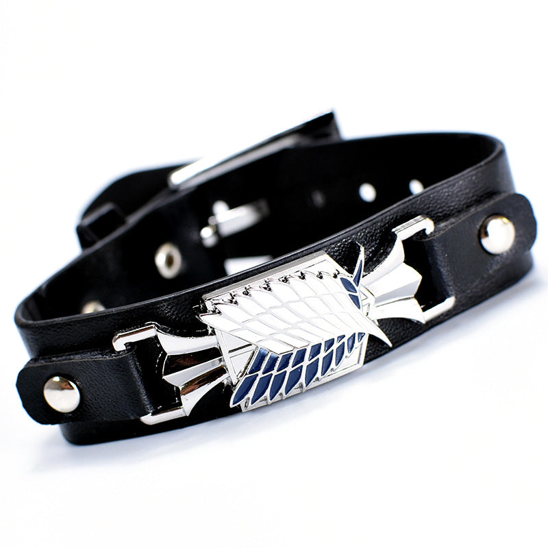 Punk Style Anime Logo Leather Bracelet