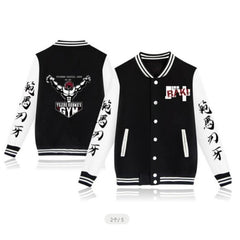 Unisex Casual Baki Gym Print Baseball Jacket