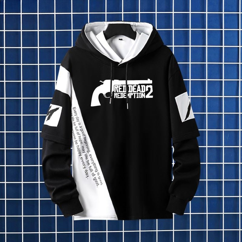 Men's Game Graphic Print Loose Pullover Hoodie