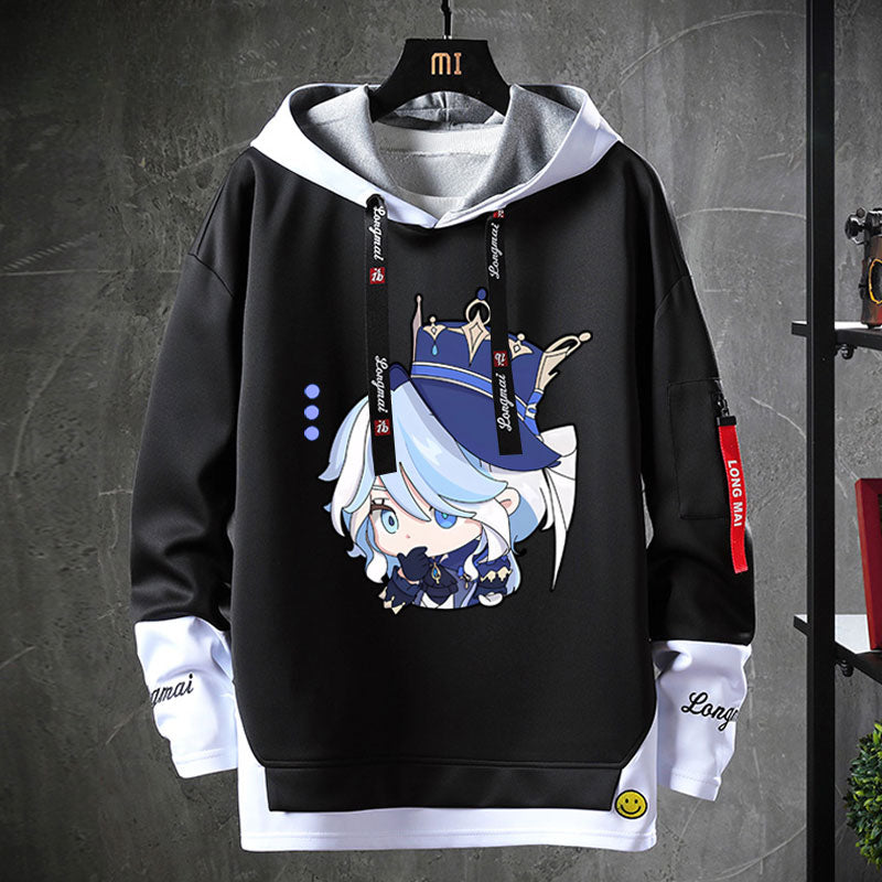 Unisex Game Furina Fake Two-piece Hoodie