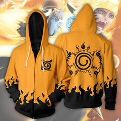 Unisex Trendy Hokage 3D Printed Zipper Cosplay Hoodie