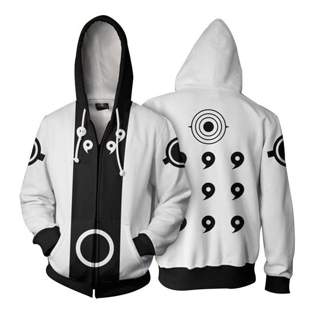 Unisex Trendy Hokage 3D Printed Zipper Cosplay Hoodie