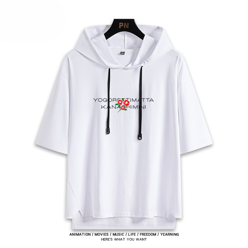 Casual Anime Cos Hooded Short-sleeved Loose Top