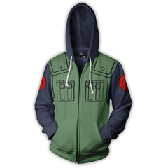 Unisex Kakashi Anime 3D Print Zipper Cosplay Hoodie