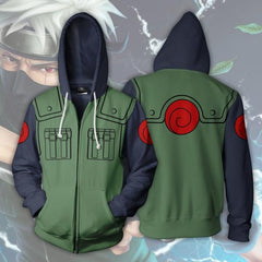 Unisex Kakashi Anime 3D Print Zipper Cosplay Hoodie