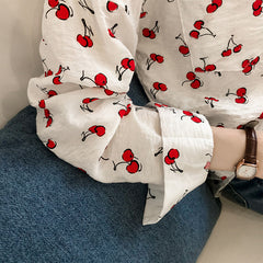 Women's Cherry Print Long-sleeved Shirt