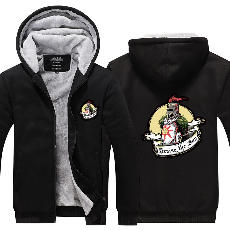 Unisex Game Print Zipper Thickened Jacket