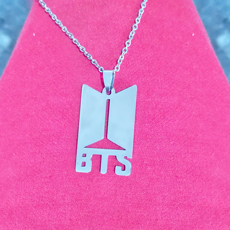 Kpop Letter Stainless Steel Pendant Necklace