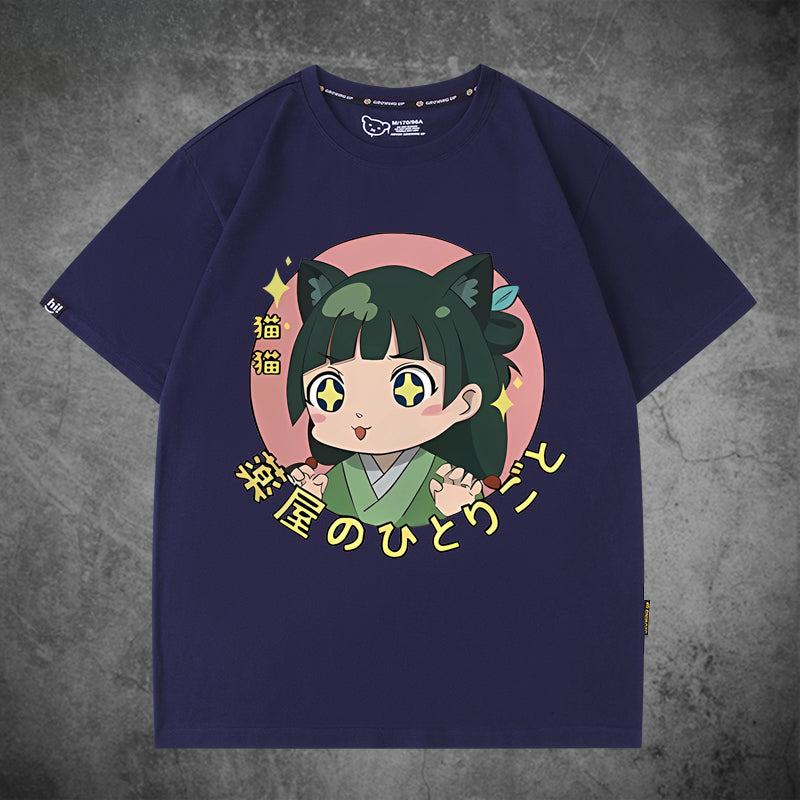 Girl's Anime Pattern Short Sleeve T-Shirt