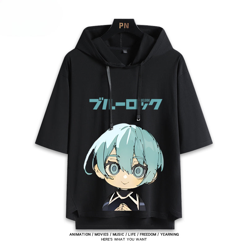 Unisex Anime Cos Short Sleeve Hooded T-Shirt
