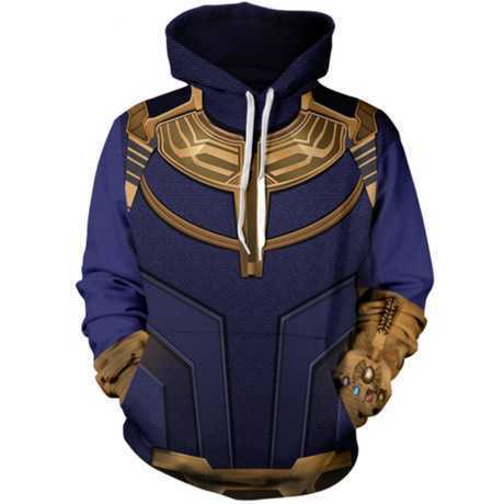 Cool Thanos Digital Print Long Sleeve Pullover Hoodie