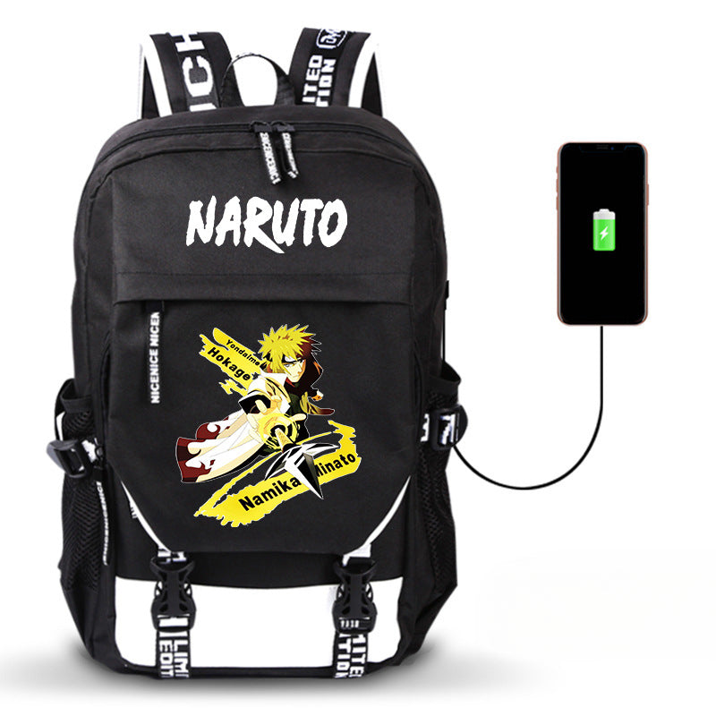 Trendy Anime Pattern Printed Black Backpack