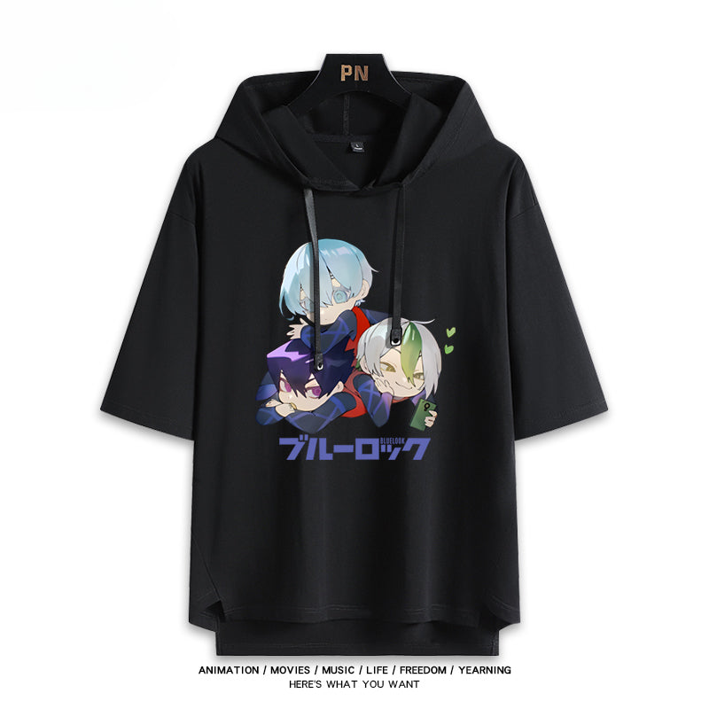 Unisex Anime Cos Short Sleeve Hooded T-Shirt