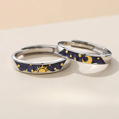 Day and Night Sun and Moon Couple Rings