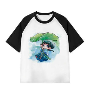 Girl's Anime Digital Print Short Sleeve T-Shirt
