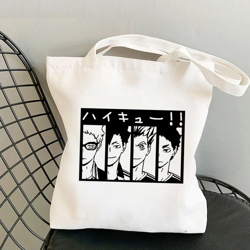 Trendy Anime Printed Canvas Shoulder Tote Bag