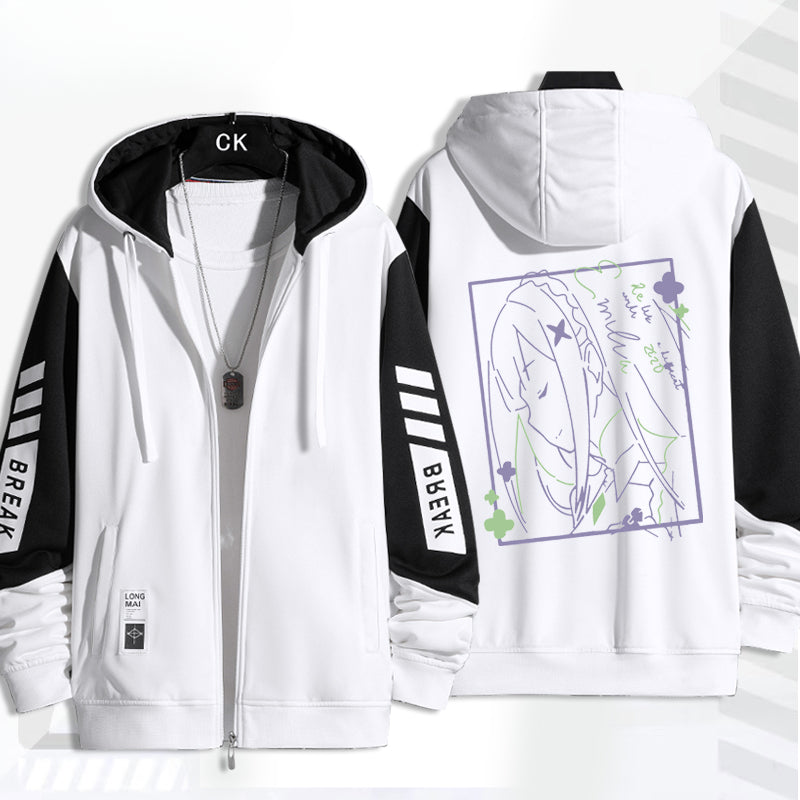 Unisex Anime Pattern Zipper Hoodie