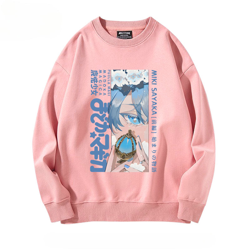 Girls' Anime Printed Crew Neck Sweatshirt