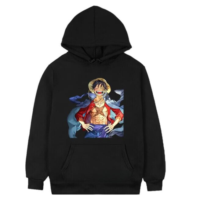 Unisex Casual Luffy Print Loose Hoodie