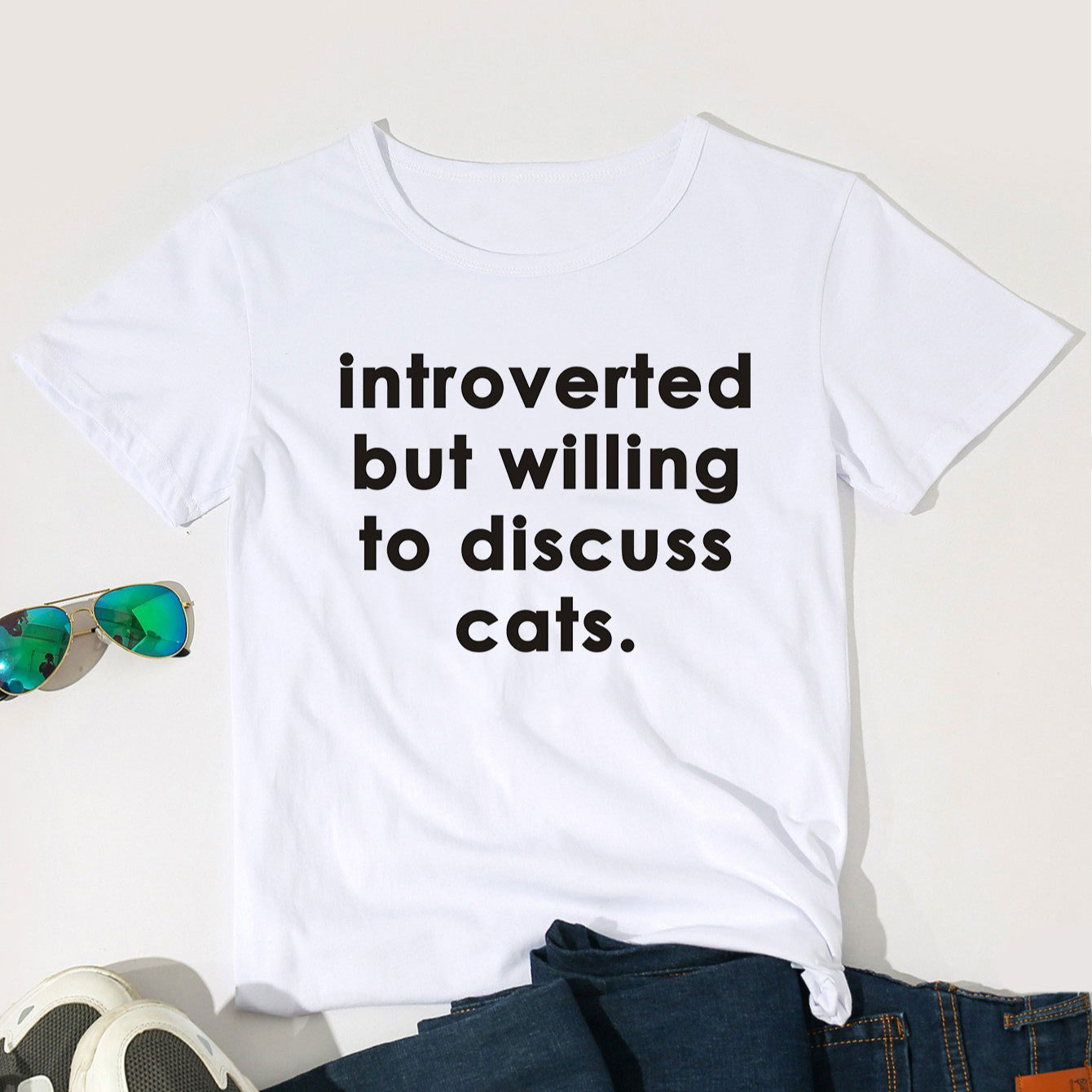 Introverted But Willing To Discuss Cats Graphic Tee