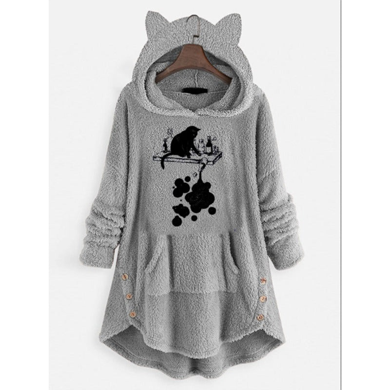 Women's Cat Ears Hooded Long-sleeved Coat