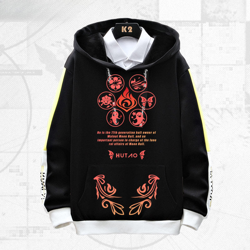 Unisex Game Hutao Graphic Loose Hoodie