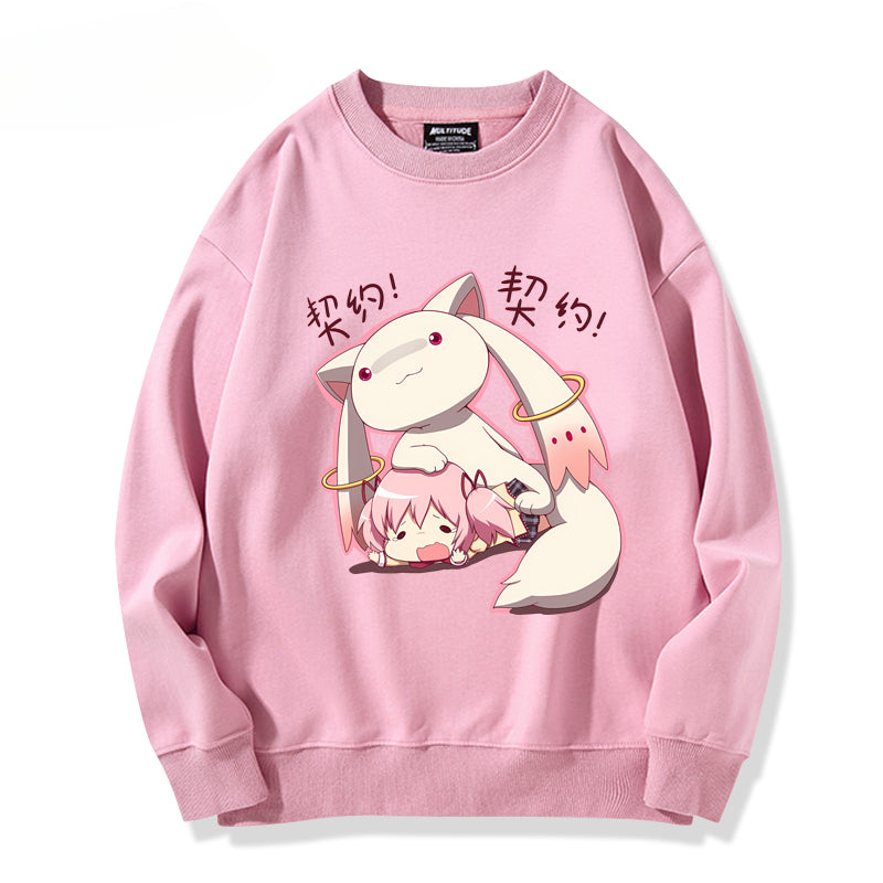 Trendy Girls Anime Crew Neck Sweatshirt