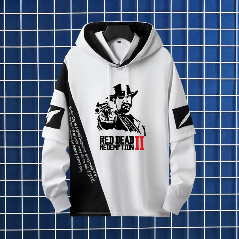 Men's Game Graphic Print Loose Pullover Hoodie