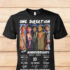 Unisex 1D 15th Anniversary Thanks for The Memories Shirt
