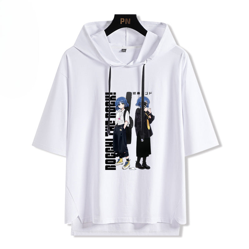 Casual Anime Hooded Short Sleeve T-Shirt