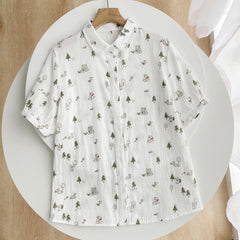 Summer Girls Cute Rabbit Printed Short Sleeved Shirt