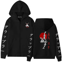 Unisex Casual Baki Anime Zip Up Hoodie