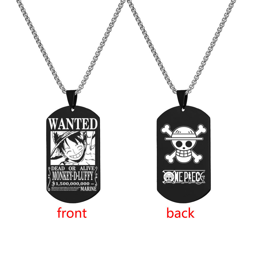 Luffy Wanted Double-sided Dog Tag Necklace