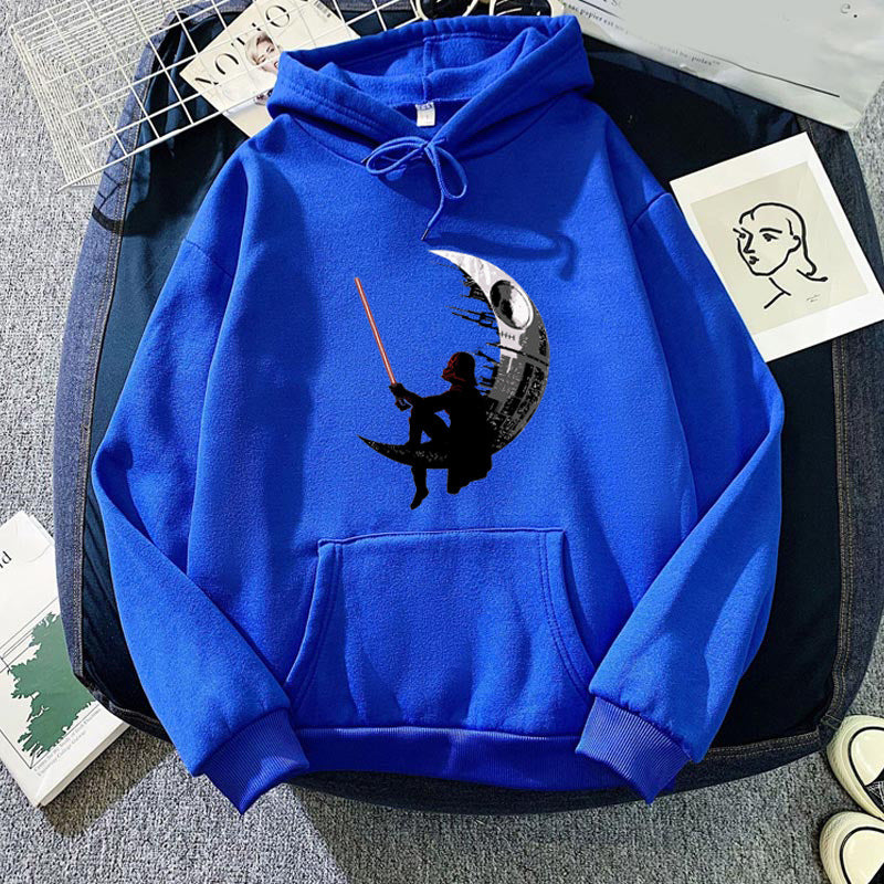 Unisex Moon Darth Vader Pattern Printed Hoodie