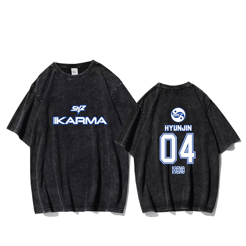 Karma Album Logo Number Print Washed T-shirt