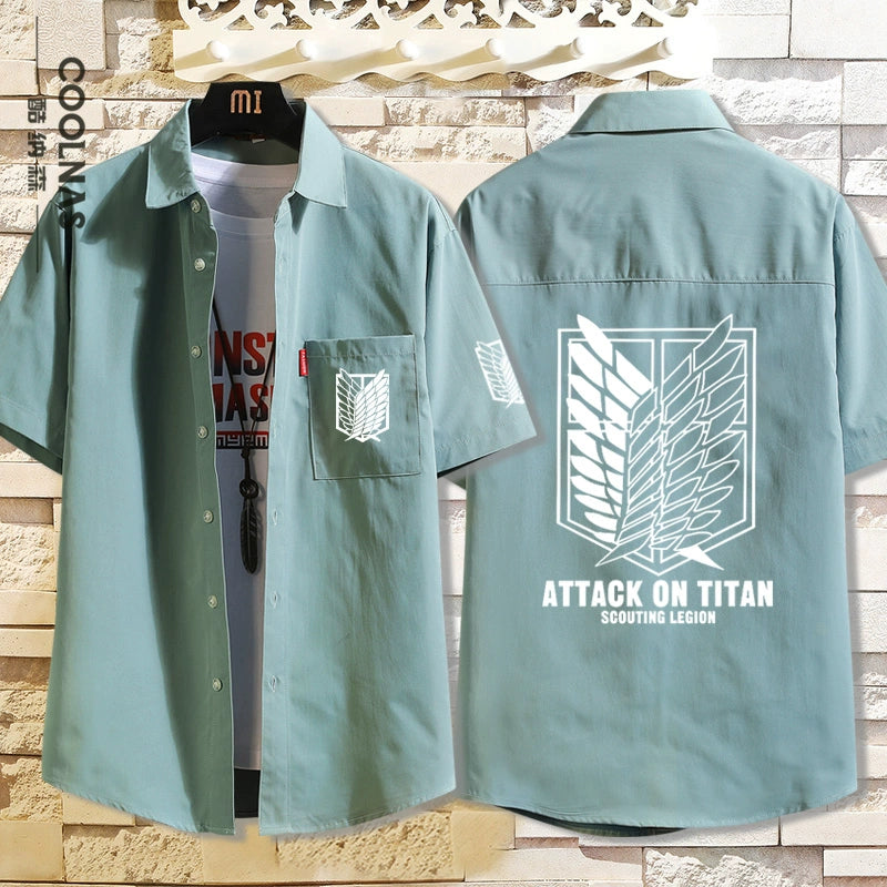 Men's Anime Survey Corps Short Sleeve Loose Shirt