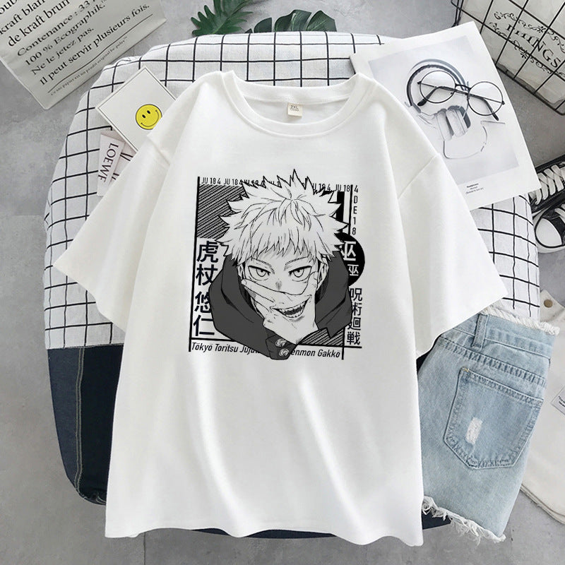 Casual Women's Anime Crew Neck Short Sleeve Tee