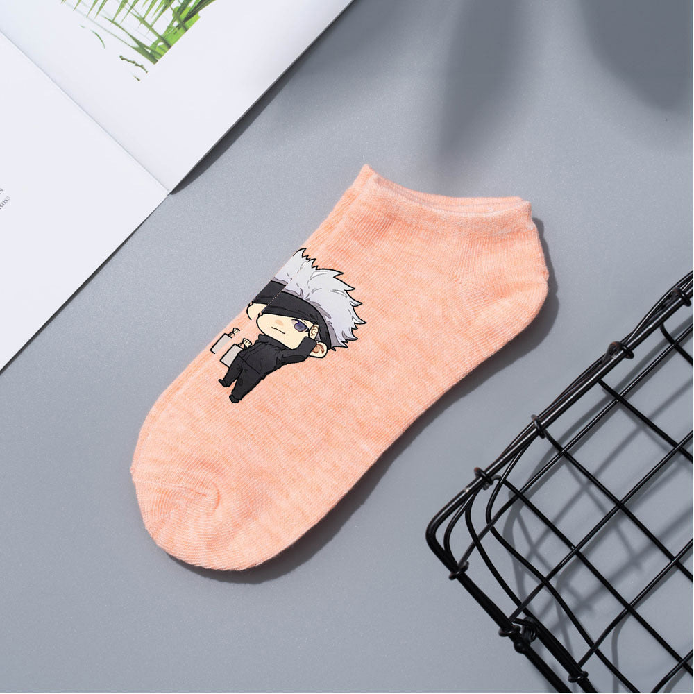 Casual Anime Cotton Breathable Boat Socks