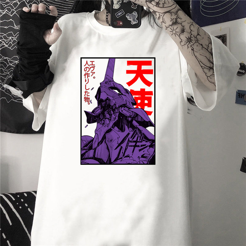 Unisex Anime Eva Print Short Sleeve T-Shirt