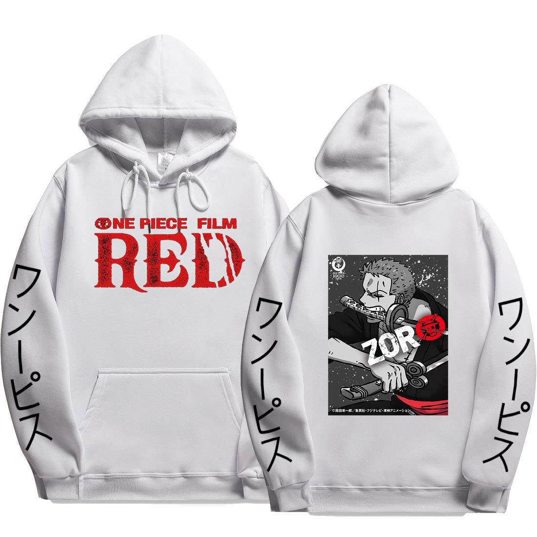 Cool Unisex RED Zoro Printed Casual Hoodie