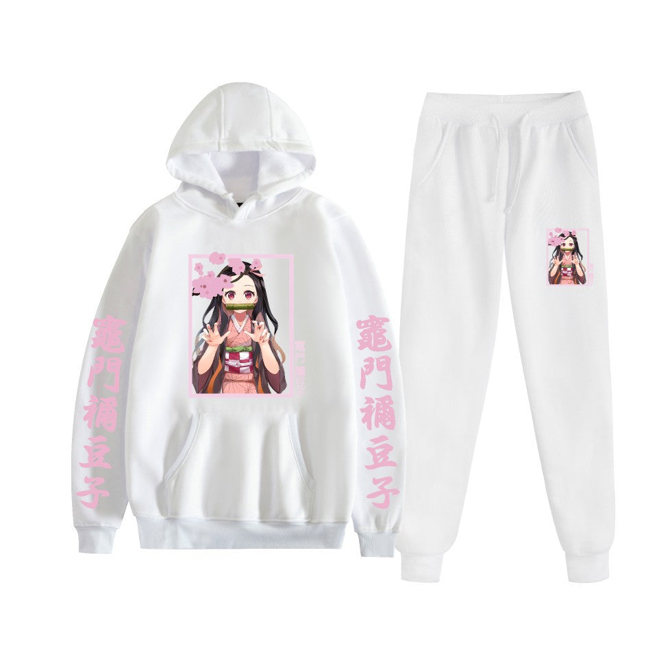 Casual Anime Graphic Print Hoodie Loose Pants