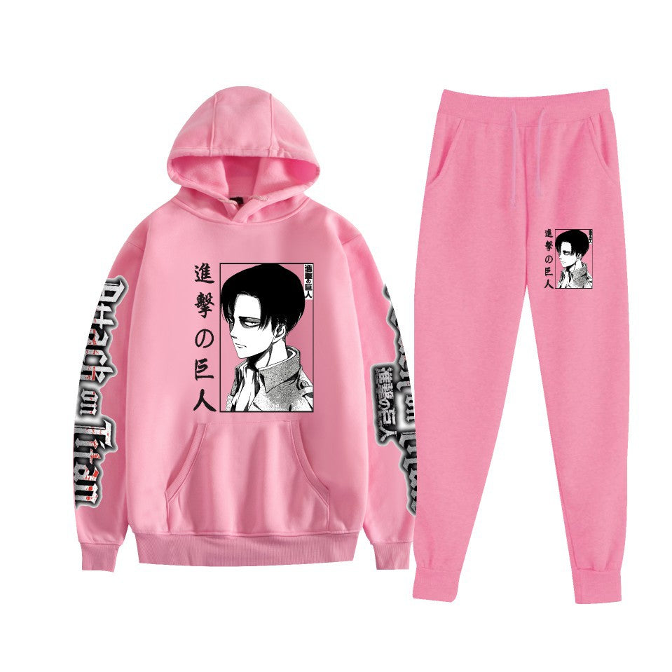 Men's Anime Pattern Print Hoodie Pants Set