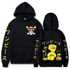 Unisex Luffy Fist Print Casual Hoodie