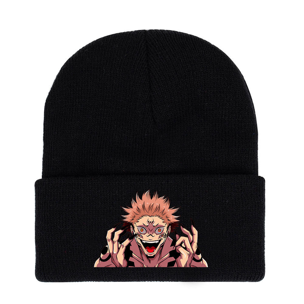 Cute Anime Print Warm Knitted Hat